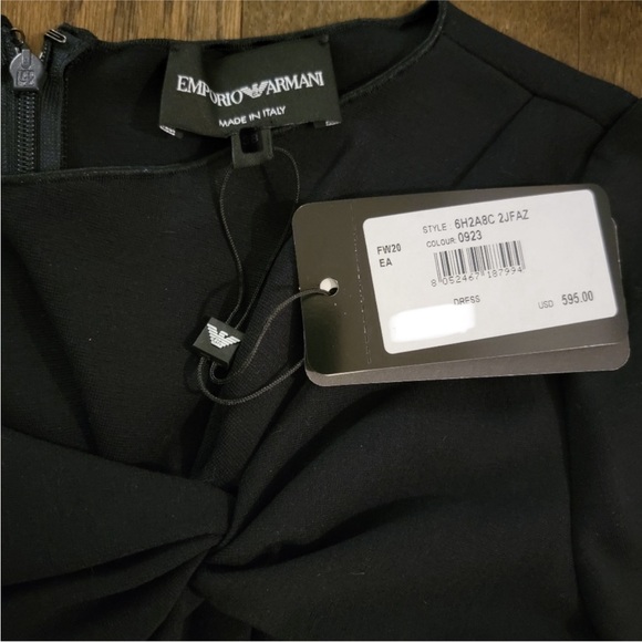 Emporio Armani Elegant Black midi Sleeve Dress Audrey Hepburn - Picture 16 of 16